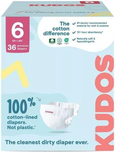 Generic Kudos Chlorine Free Premium Diapers, 100% Cotton-Lined (Select Size and Count) (Size