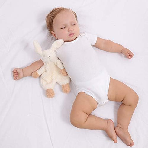 Apricot Lamb Stuffed Animals Security Blanket, White Bunny Rabbit Character, Luxury Snuggler Plush, 10 Inches