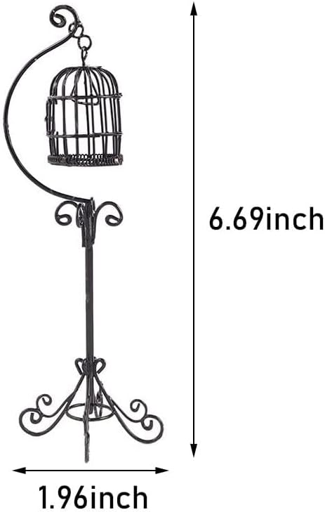 1:12 Dollhouse Birdcage Scale Accessories Miniature Bird Cage Floor Stand Openable Cage Alloy Birdcage Model Mini House