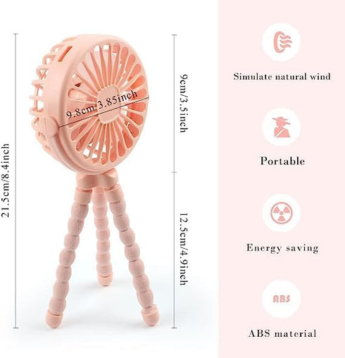 3 Suteng Stroller Fan Flexible Tripod Clip On Baby Fan, Battery Operated Mini Portable Handheld Fan for Car Seat Crib