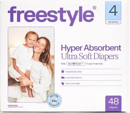 Generic Free~Style Hyper Absorbent Ultra Soft TCF Luxury Diapers, (Select Size for More)