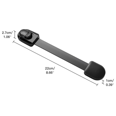 EUDEMON Child Safety Locks 3 Pack, Multi Use Strap Locks for Drawers, Fridges, Toilets, Easy to Install (Clear-Black)