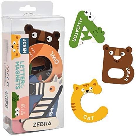 JCREN Jumbo Magnetic Letters Animals Alphabet Toys, Fridge Magnets Stick Large ABC Alphabet Uppercase Toy Set for