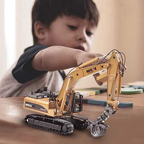 Gemini&Genius Heavy Metal Construction Vehicle Toys, 1/50 Scale Timber Grab Excavator, Engineering Alloy Models Gift