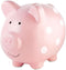 Pearhead Large Ceramic Piggy Bank, Pink Polka Dot Coin Bank for Kids,