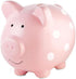 Pearhead Large Ceramic Piggy Bank, Pink Polka Dot Coin Bank for Kids,