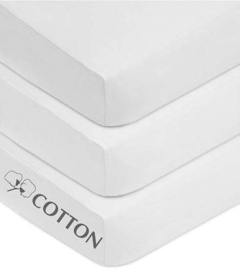3 Pack 100% 52" 28" American Baby Company Natural Cotton Fitted Crib Sheets x - Soft, Breathable, Hypoallergenic