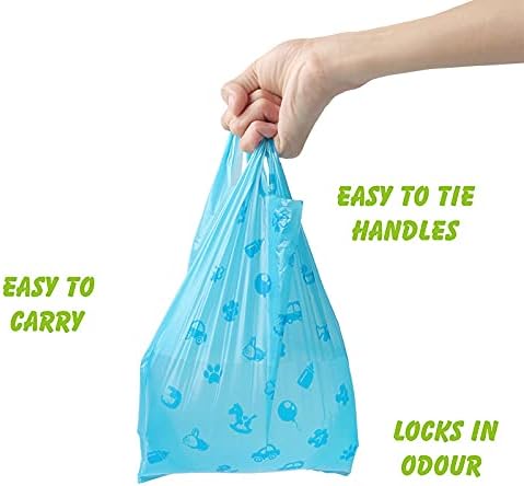 200 Count Disposable Diaper Bags with Easy-Tie Tabs, Degradable Diaper Trash Bags or Pet Waste Bags, With Cute Pattern