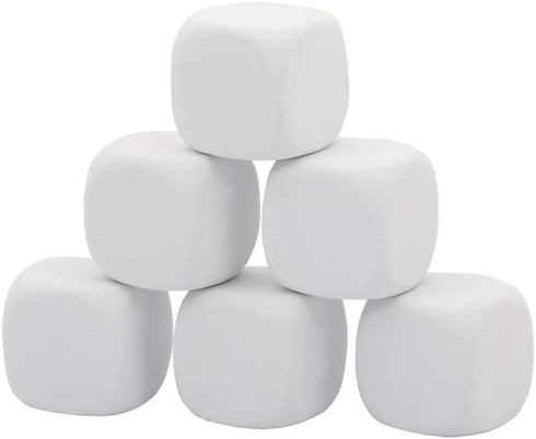 White EVA Foam Dices for Kids Graffiti, Building Blocks,Creative Painting, 6PCS