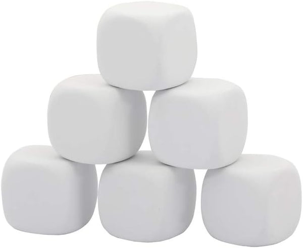 White EVA Foam Dices for Kids Graffiti, Building Blocks,Creative Painting, 6PCS