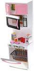 PowerTRC Mini Modern Doll Kitchen Play Set, Pink with Realistic Light & Sound for Kids