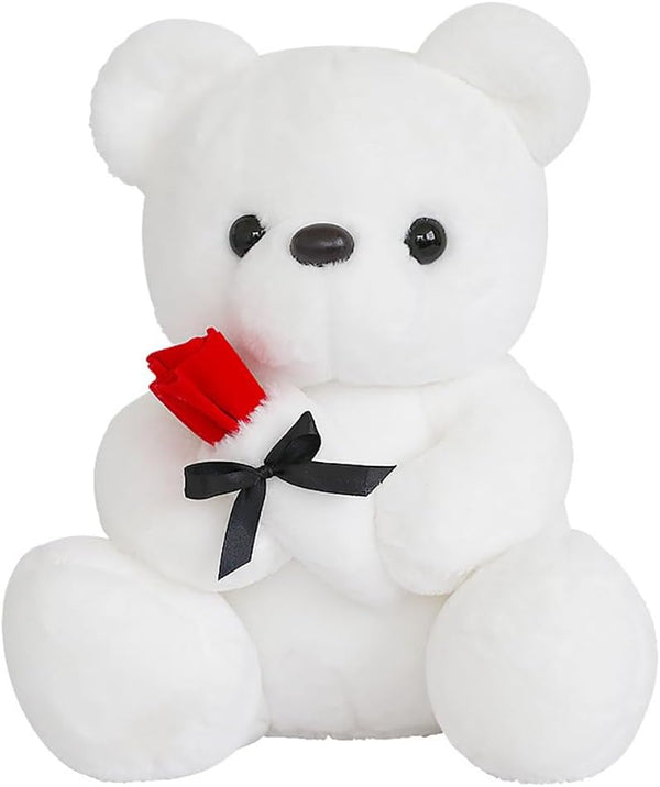 12 Inch Teddy Bear Stuffed Animal with Rose, Soft Cuddly Plush Bear, Gifts for Kids, Baby Shower