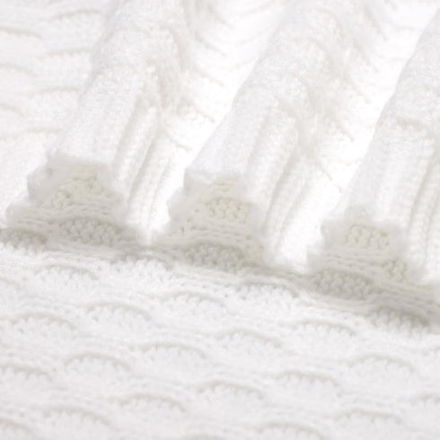 Baby Blanket Knit Soft Swaddle Receiving Blankets for Newborn Nursery, 30 x 40 Inch, White for Infant Crib Stroller