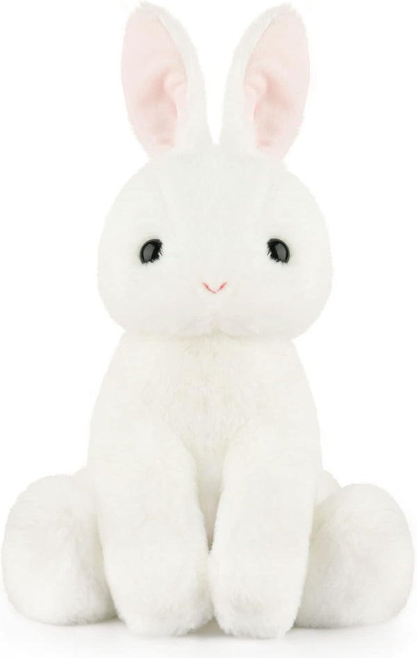 Rabbit Bunny Stuffed Animals Plush Toys with Pink Ears, Off White, Birthday Easter Christmas Gifts for Kids and Babies