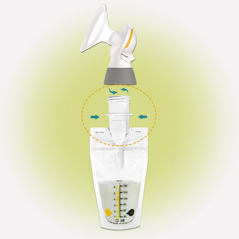 Narrow Neck Breastmilk Storage Bag Adapters for Medela Pumps, Compatible with Lansinoh and Nuk Bags by PumpMom