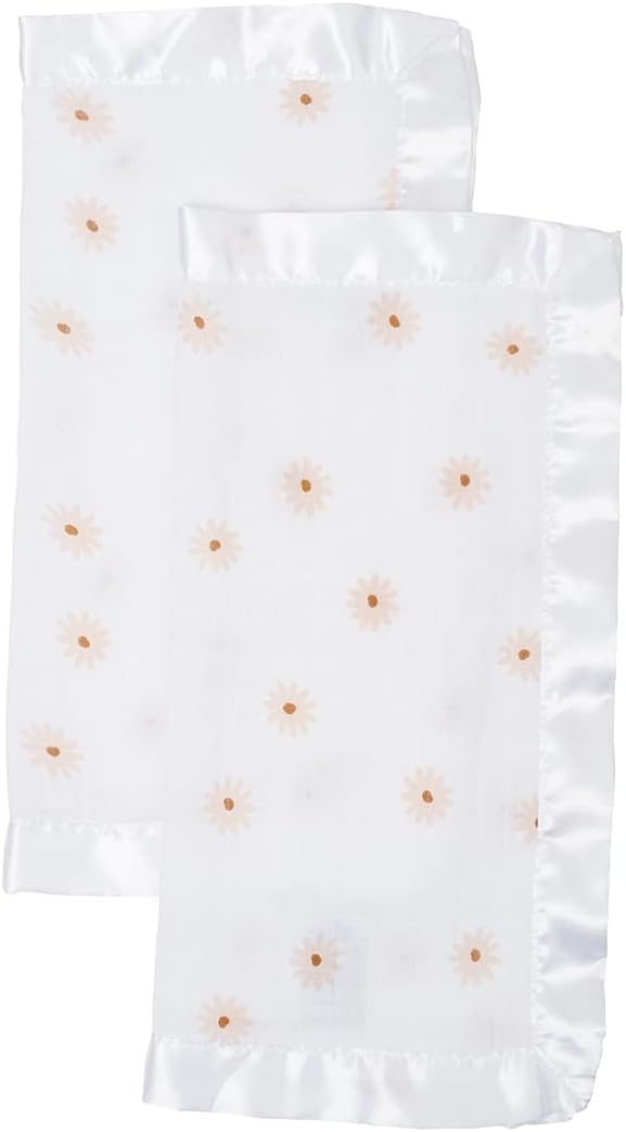 Lulujo Security Lovey Blankets Unisex, Softest Breathable Cotton Muslin Set with Silky Satin Trim | Neutral Comforting
