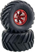4PCS 1/10 RC Monster Truck Wheel and Tire Set, 135MM Rubber Tyres and 6 Spoke Plastic Wheel Rims (Red)