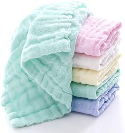 Peonita Muslin Baby Washcloths 6 Pack Organic Cotton Face Towels for Newborns Ultra-Soft,