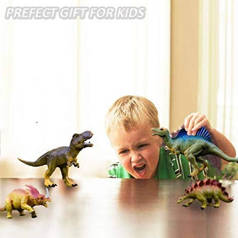 Set, 6 7 Inch 6 Pack OuMuaMua Dinosaur Toys, Plastic Dinosaur Figure Ideal Education Toys for Kids, Including T-Rex