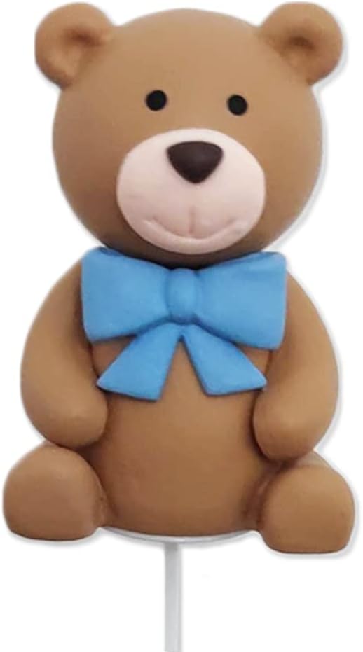Baby Bear Cake Topper for Birthday Baby Shower, Baby Boy Blue (Blue Bear)