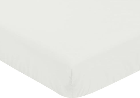 Sweet Jojo Designs Solid Ivory Girl Baby Fitted Crib Sheet Infant Newborn Nursery Toddler Bed Room Standard Mattress