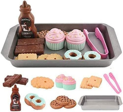 Cookie Play Food Set, Play Kitchen Accessories for Kids, Baking Cookies and Cupcakes Plastic Toy Food