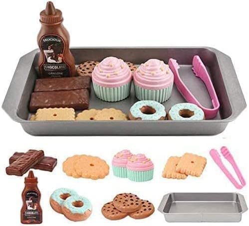 Cookie Play Food Set, Play Kitchen Accessories for Kids, Baking Cookies and Cupcakes Plastic Toy Food