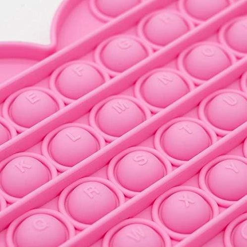 Pink Heart Pop Bubble Fidget Sensory Toy for Kids, Xmas Gift with Alphabets, Birthday Party Prize