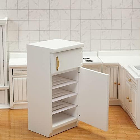 UZPDWK 1/12 Wooden Dollhouse Furniture Refrigerator Miniature Playhouse Decoration Living Dining Room- Scale