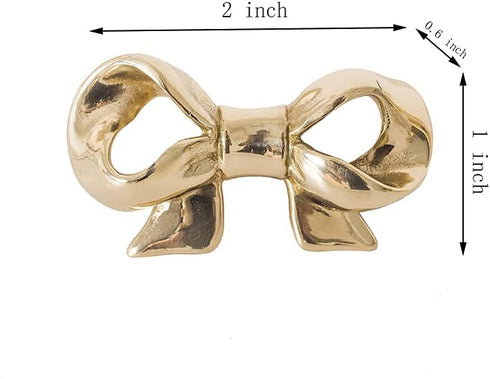UniDes Pack of 2 Gold Brass Knobs, Decorative Bow Knobs for Dresser, Drawers, and Cabinet in Kids Bedroom