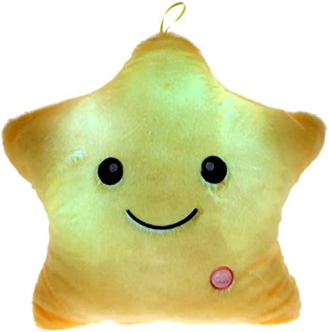 Creative Twinkle Glowing Stars Shape Plush Throw Pillow, LED Night Light Pillow Cushions Stuffed Toys Gifts for Kids,