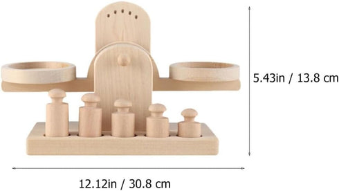 iplusmile Wooden Scale Montessori Math Materials Weighing Scale Set for Preschool Educational Learning