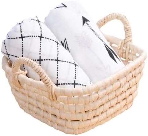 Muslin Swaddle Blanket, 2 Pack Unisex Soft Silky Gender Neutral Receiving Blanket, 47 x 47 Inches, Black and White