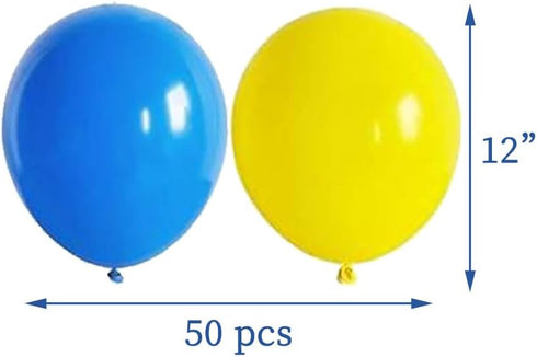 50 Pcs 12inch Yellow and Blue Balloons for Birthday & Wedding Parties