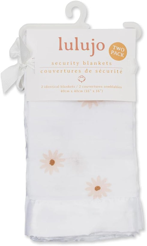 Lulujo Security Lovey Blankets Unisex, Softest Breathable Cotton Muslin Set with Silky Satin Trim | Neutral Comforting