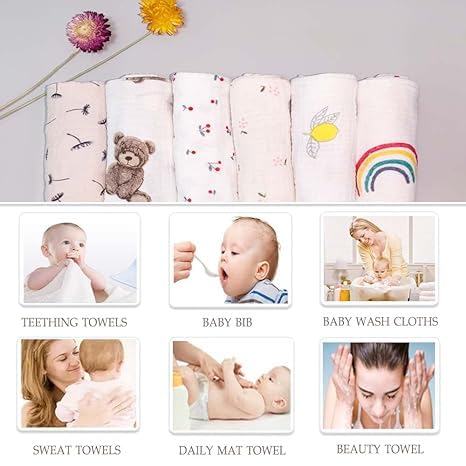 10Pack 10"X10" norinori Baby Msulin Washcloths Newborn Face Towel - Baby Muslin Burp Cloths Soft Absorbent Natural