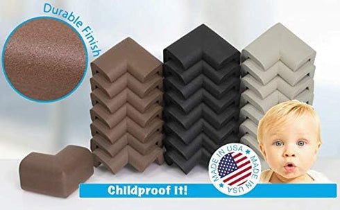 KidKusion Safety Corner Cushion, 4-Piece, Black, Child Proofing, Baby Proof Table Protector