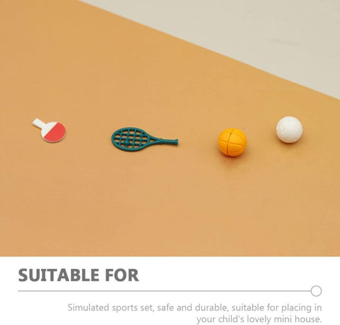 Doll House Accessories Miniature Table Tennis Set, Basketball Hoop & Fun Sports Novelty Ball Bats
