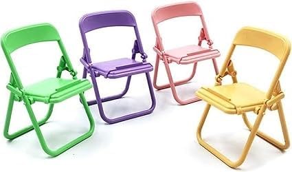 5Pcs Multicolour Simulation Mini Folding Back Small Chair, Dollhouse Miniature Plastic Furniture