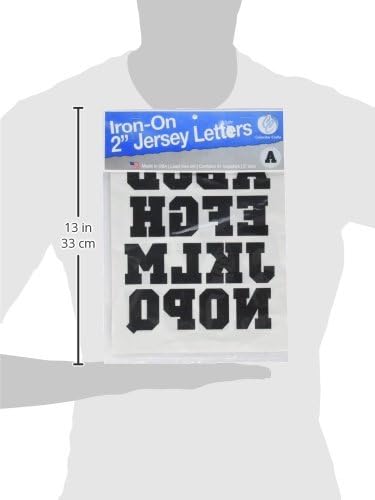 COLORSTAR CS1036-0500 Iron On Jersey Closed Letters, Black, 2In