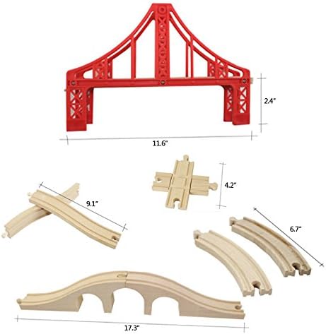 OrgMemory Wooden Train Bridges, Crossing Track Bridge, Wooden Train Track Accessories, Wood Train Tracks, Train Tracks