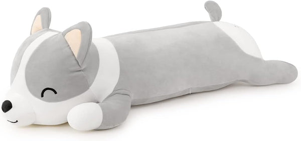 Plush Long Corgi Toy Cute Soft Stuffed Animal Corgi Doll Gift for Kids and Girls (Gray, 120cm/47.2in)