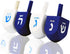The Dreidel Company 25 Solid Blue & White Wooden Hand Painted Hanukkah Dreidels - Includes 3 Game Instruction Cards
