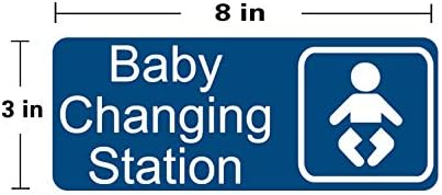New Baby Changing Station Sign, 8 x 3 in with English and Symbol, Blue for Men, Women, Unisex by Joeaney