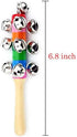 6Pcs Wooden Jingle Hand Bells - Rainbow Handle Wooden Bells Jingle Stick Shaker Rattle for Baby Kids Children Musical