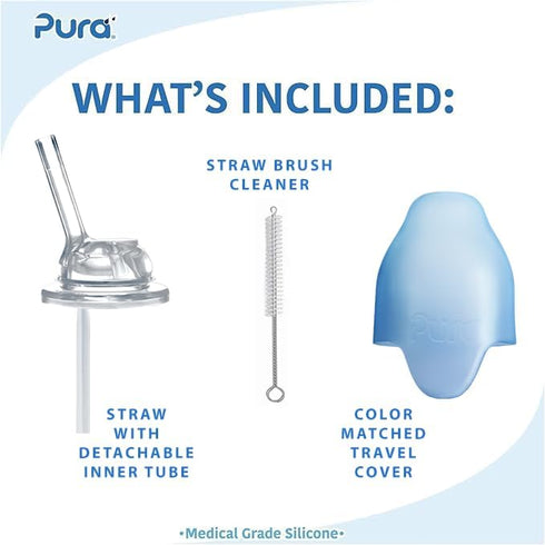 Pura 9oz Kid Sippy Cup Bottle - Stainless Steel Insulated, Silicone Straw, Plastic-Free, New Mint