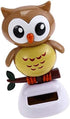 Solar Owl Bobble Shaking Head Dancing Toy, Cat Figurine Statue for Car Vehicle Decoration - Light Coffee