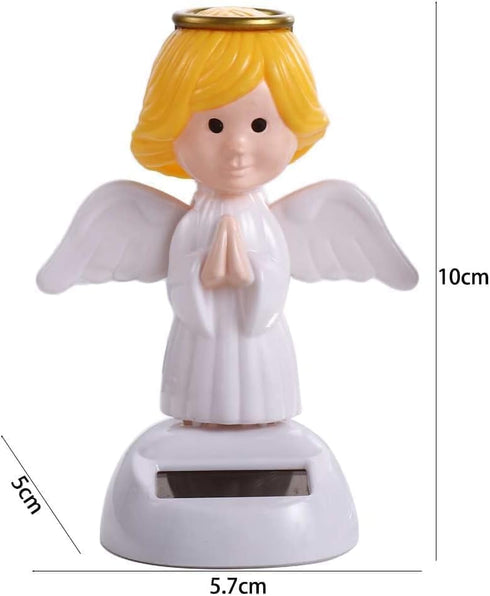White Solar Powered Dancing Angel - Solar Dancing Figures, Shaking Hand for Car Decoration, Window, Dashboard Decor