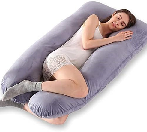 URBAN SOMBRERO Trickonometry U Shaped Pregnancy Pillow, Velvet Cover, Cotton Inner Cover, Full Body Maternity Cushion