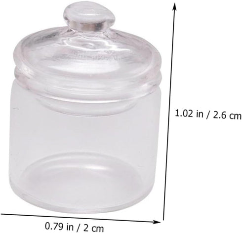 Artibetter 2 Pcs Miniature Jar 1:12 Doll Glass Jars with Lids, Miniature Glass Bottles for Doll House